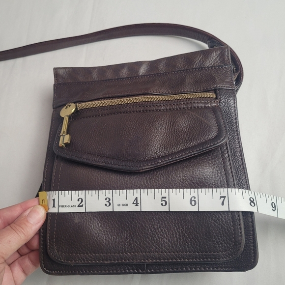 Vintage Fossil Brown Pebbled Leather Small Crossbody Purse - Picture 12 of 16